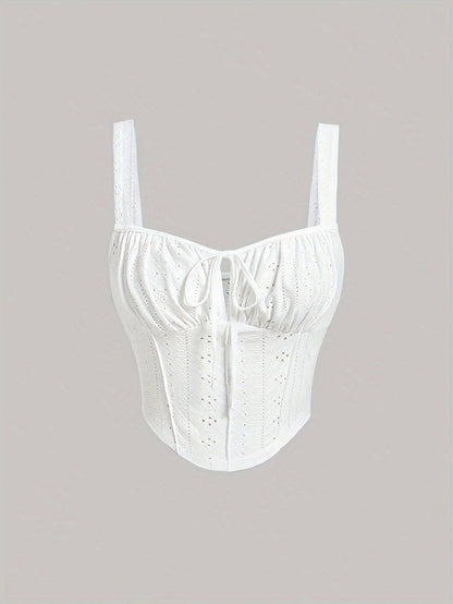 Damen Bustier Top im Boho-Stil mit Zierschnürung – Feminines Sommer-Corsagentop
