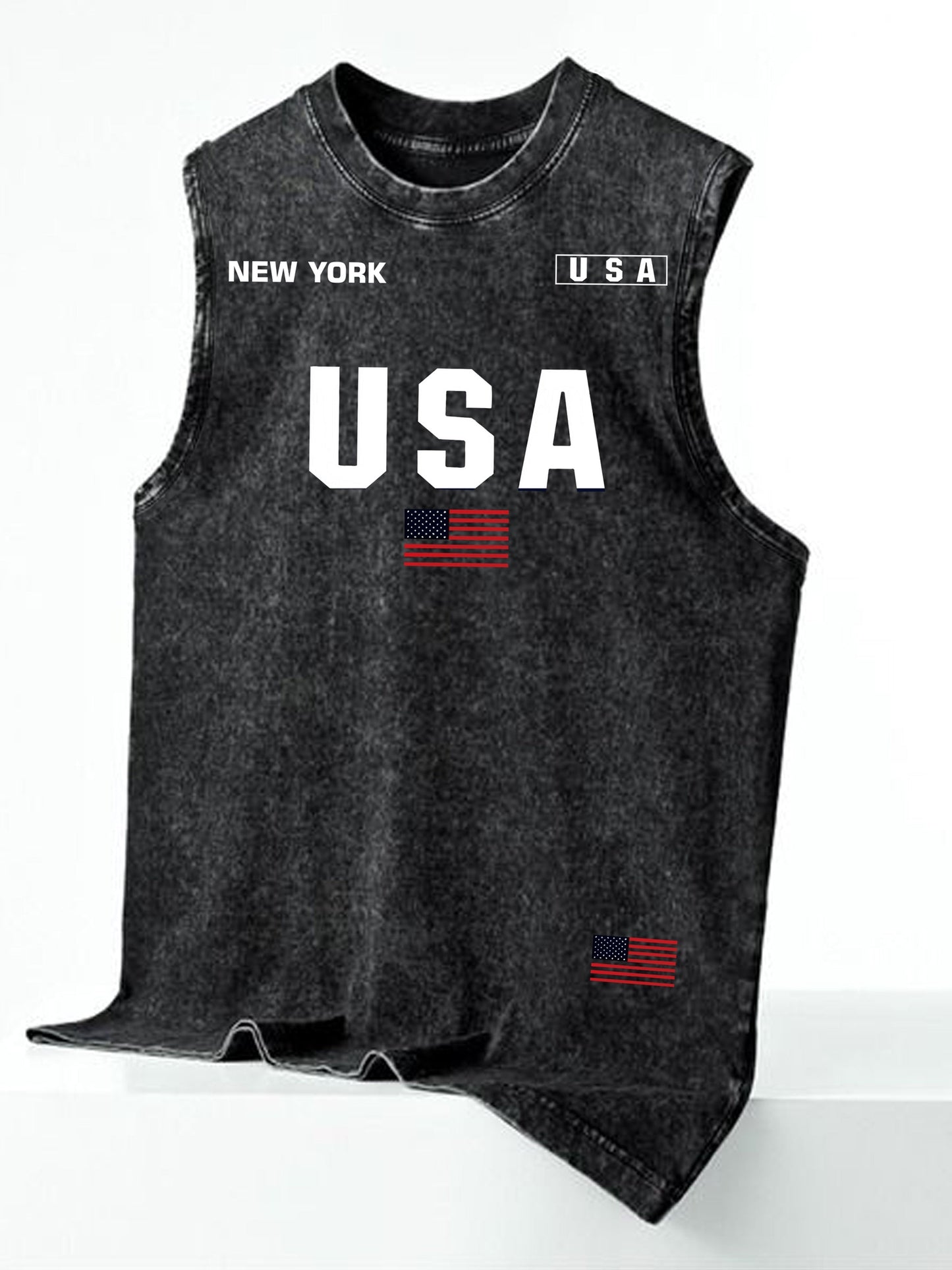 Herren Streetstyle ärmelloses Tanktop mit vertikalem Print – Urban Look für Freizeit & Fitness
