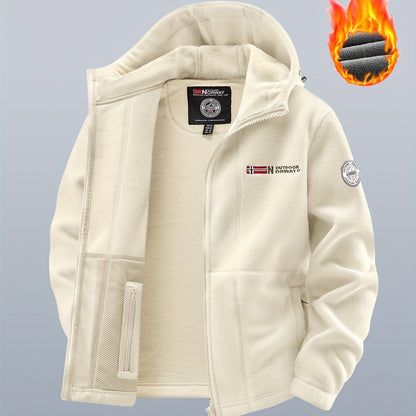 Unisex Kapuzen-Fleecejacke mit Reißverschluss, warmes Futter