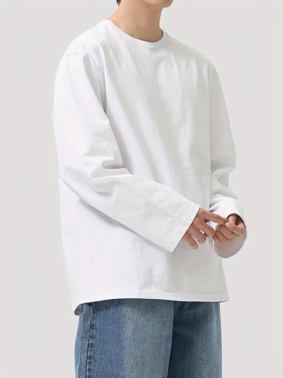 Unisex Langarmshirt Rundhals Basic Shirt