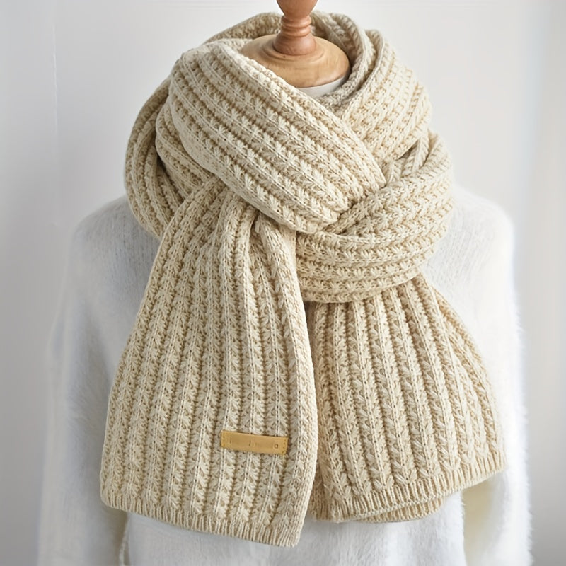 Unisex Gerippter Strickschal Warmer Winterschal mit 'Hand Made' Etikett