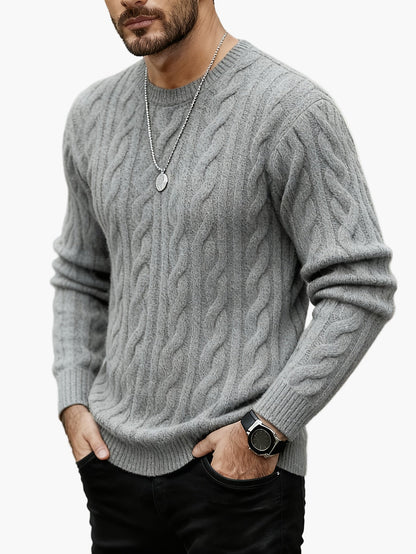 Herren Strickpullover mit Zopfmuster – Moderner Casual Style für Herbst und Winter