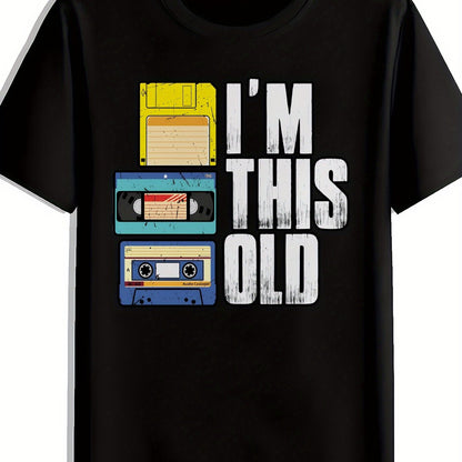 Herren Retro Grafik T-Shirt – „I’m This Old“ mit Diskette, VHS und Kassette – Lustiges Vintage Motiv