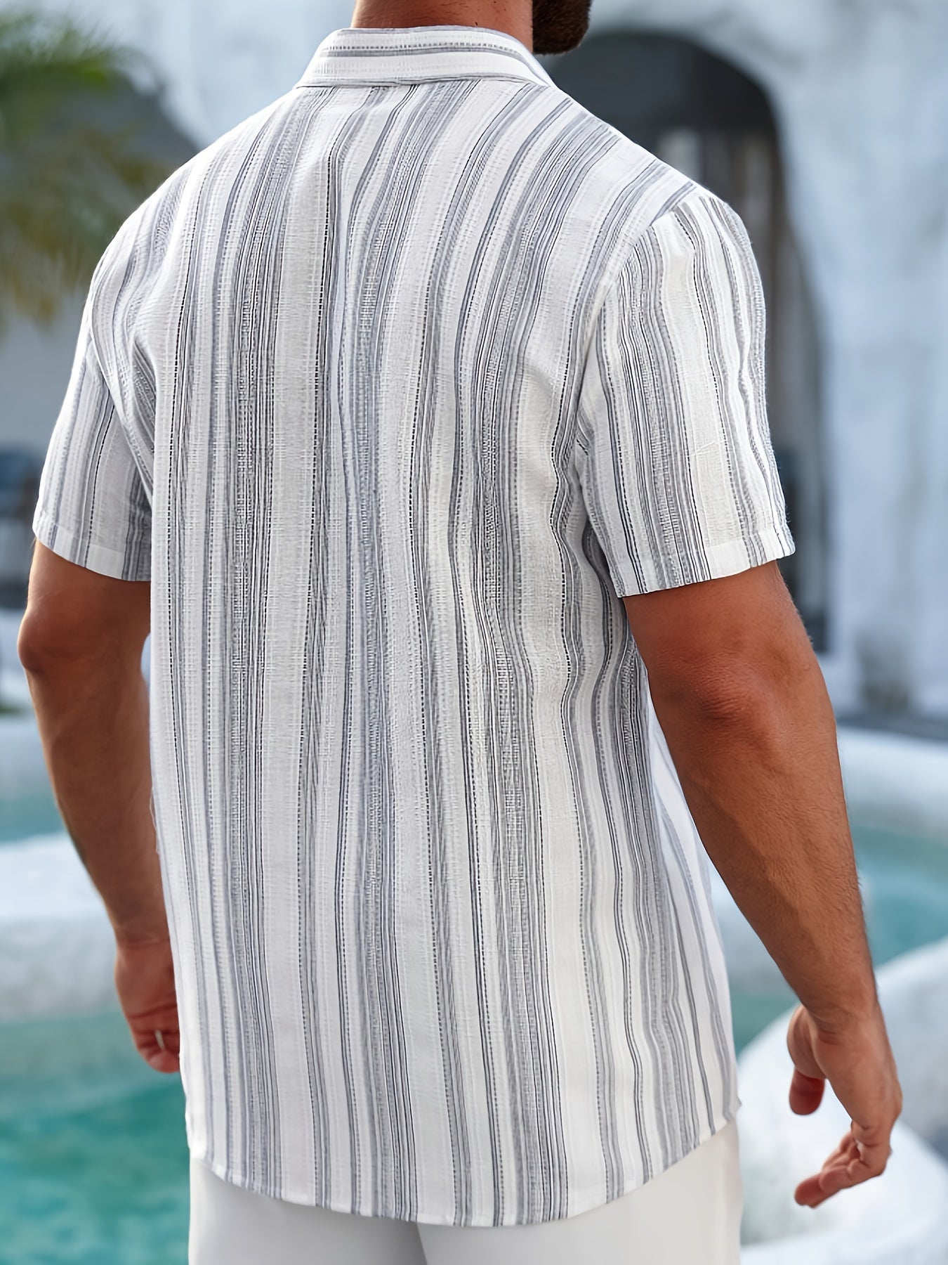 Herren Sommer Hemd Kurzarm – Lässiger Streifenlook für Freizeit & Urlaub