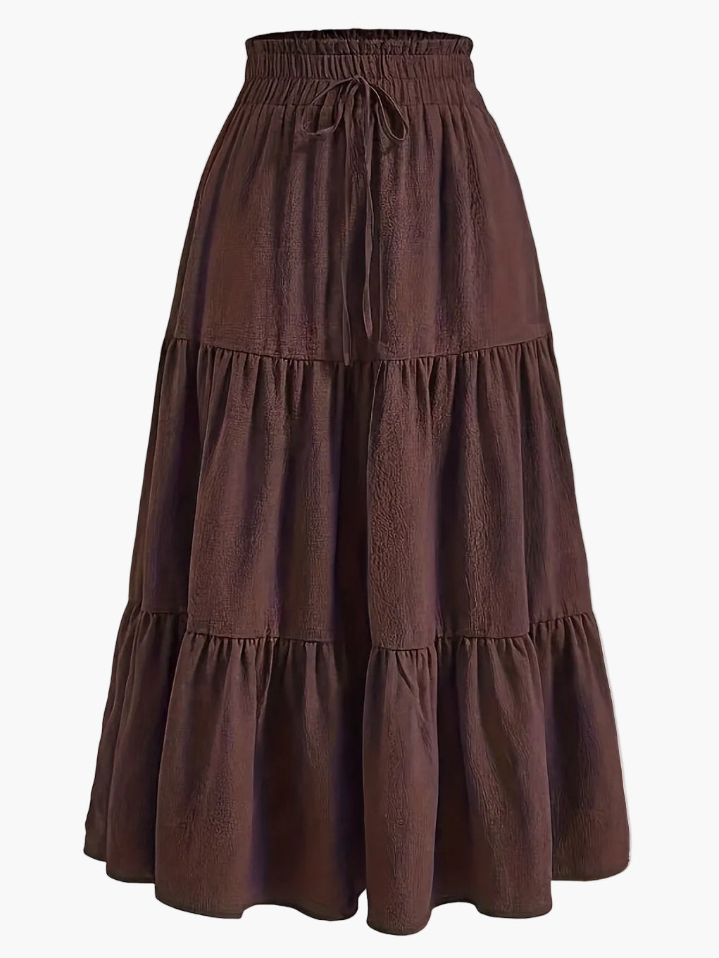Damen Stufenrock mit hoher Taille und Bindegürtel – Eleganter Freizeit- und Sommerrock