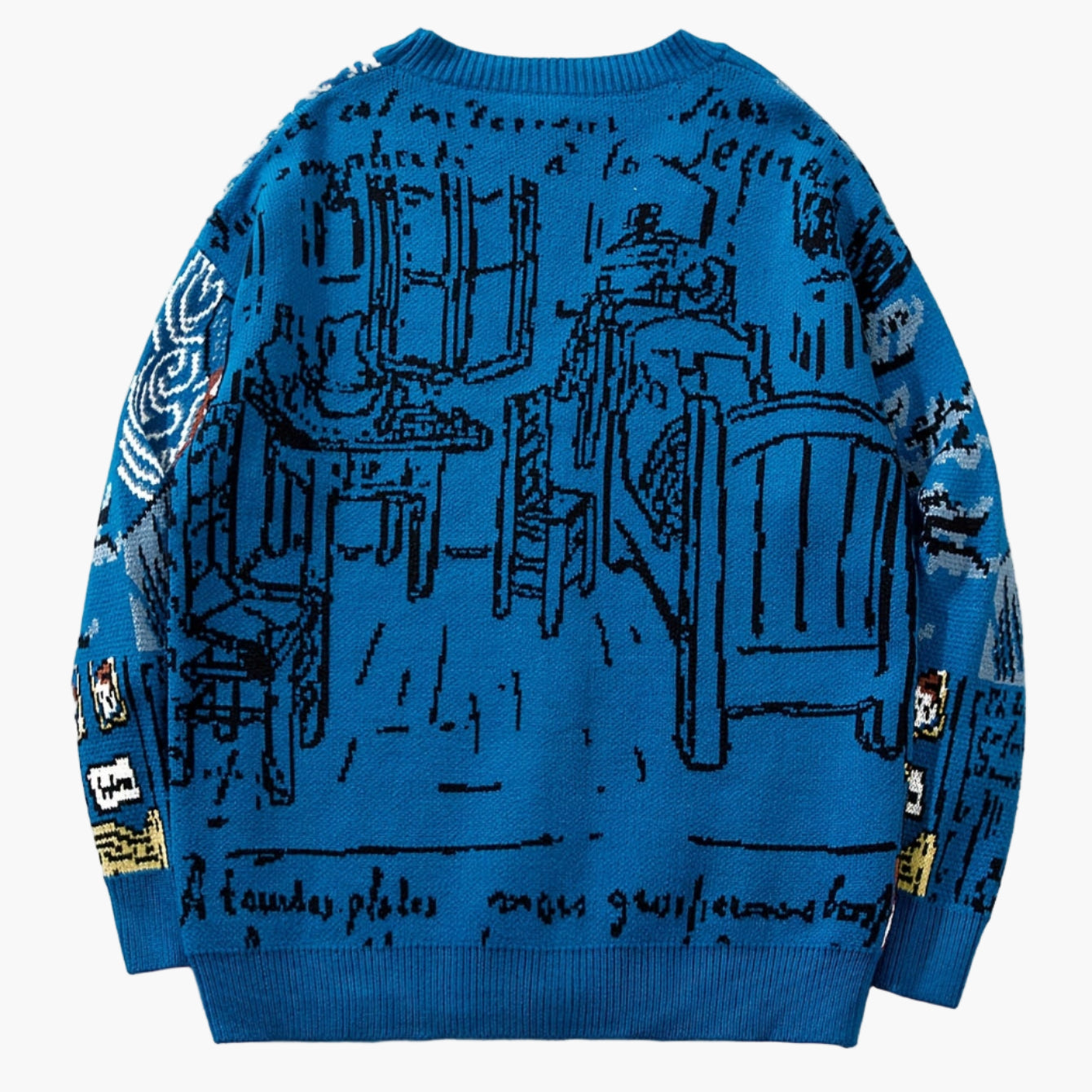 Herren Strick-Cardigan mit künstlerischem Porträt-Design und lockerer Passform – Perfekt für Herbst und Winter, Casual Style