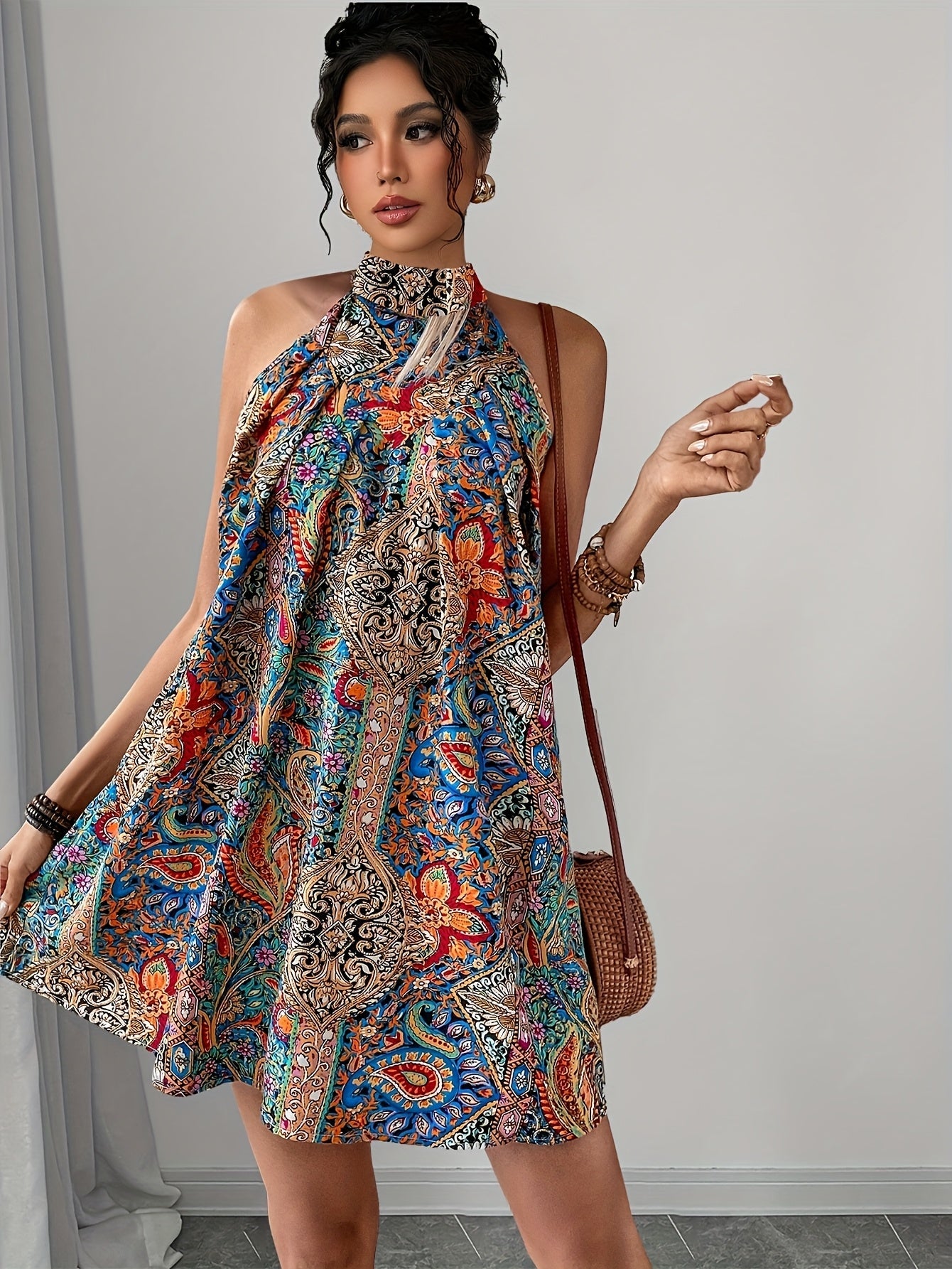 Damen Elegantes A-Linien Sommerkleid mit Modernem Muster – Perfekt für Urlaub & Freizeit