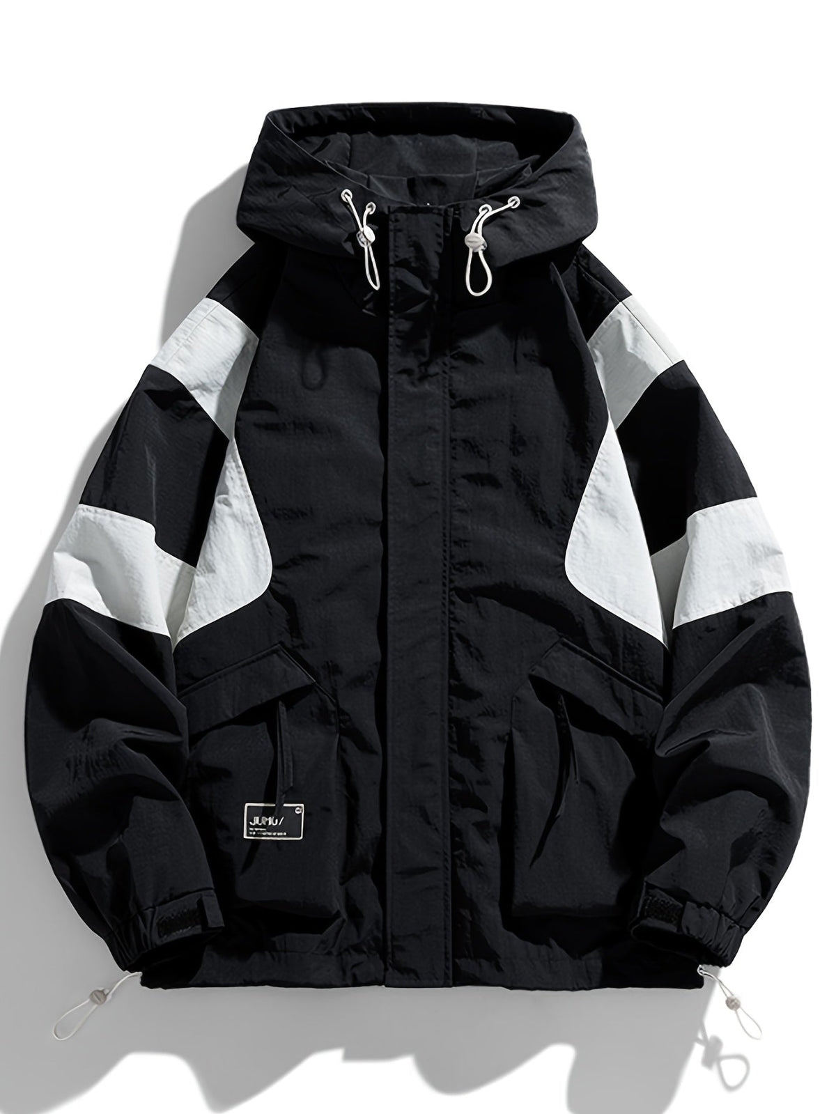 Herren Kapuzenjacke mit Farbblock-Design, Reißverschluss und Taschen