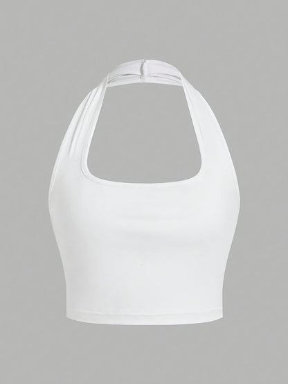 Damen Halter Neck Backless Crop Top – Modisches Sommer Basic für Freizeit & Streetwear