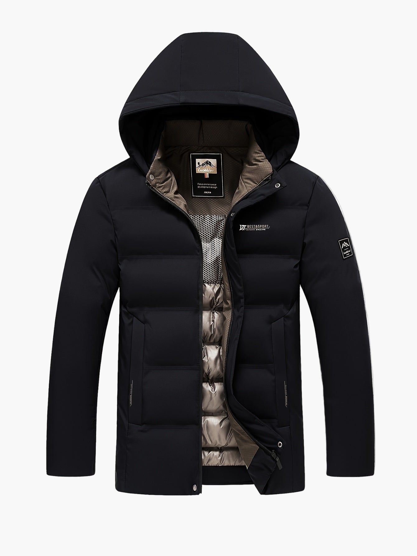 Herren Winter Steppjacke mit Kapuze – Outdoor Casual Daunenjacke