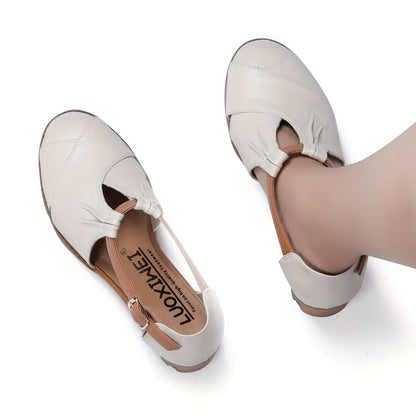 Damen Komfort-Sandalen mit Keilabsatz und T-Riemen für Alltag und Büro