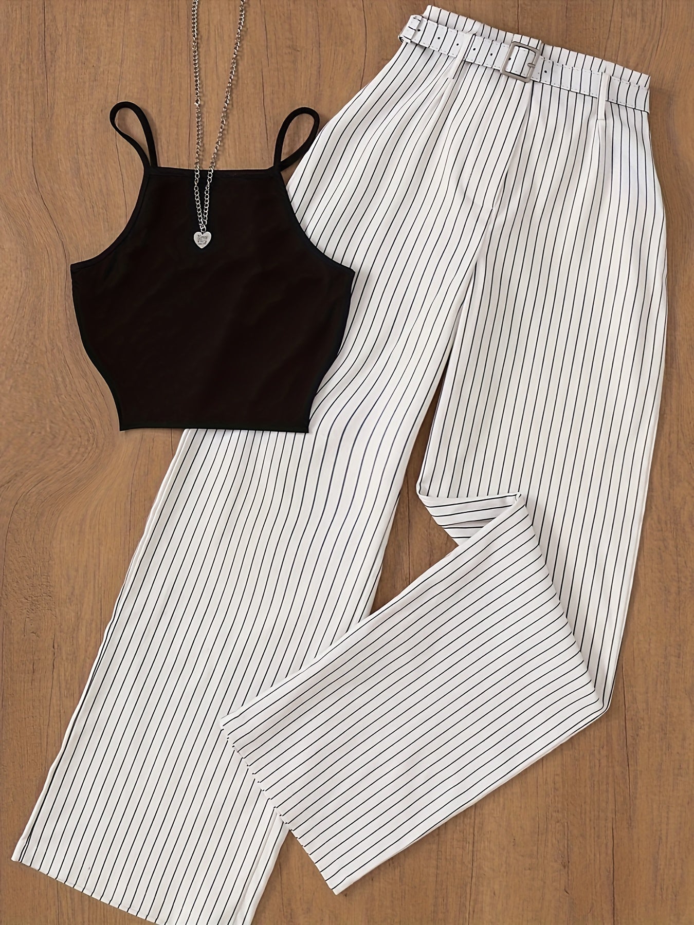 Damen Elegantes Zweiteiler-Set mit Trägertop und Weitbein-Hose – Business & Freizeit Outfit