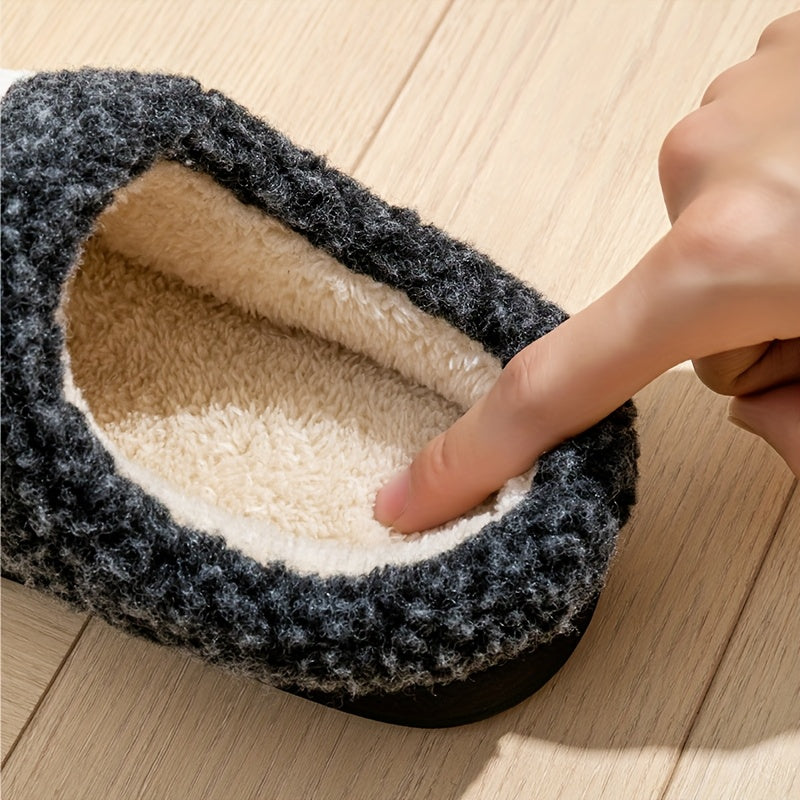 Unisex Winterhausschuhe gerippt mit weichem Futter Grau