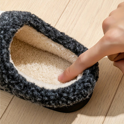 Unisex Winterhausschuhe gerippt mit weichem Futter Grau