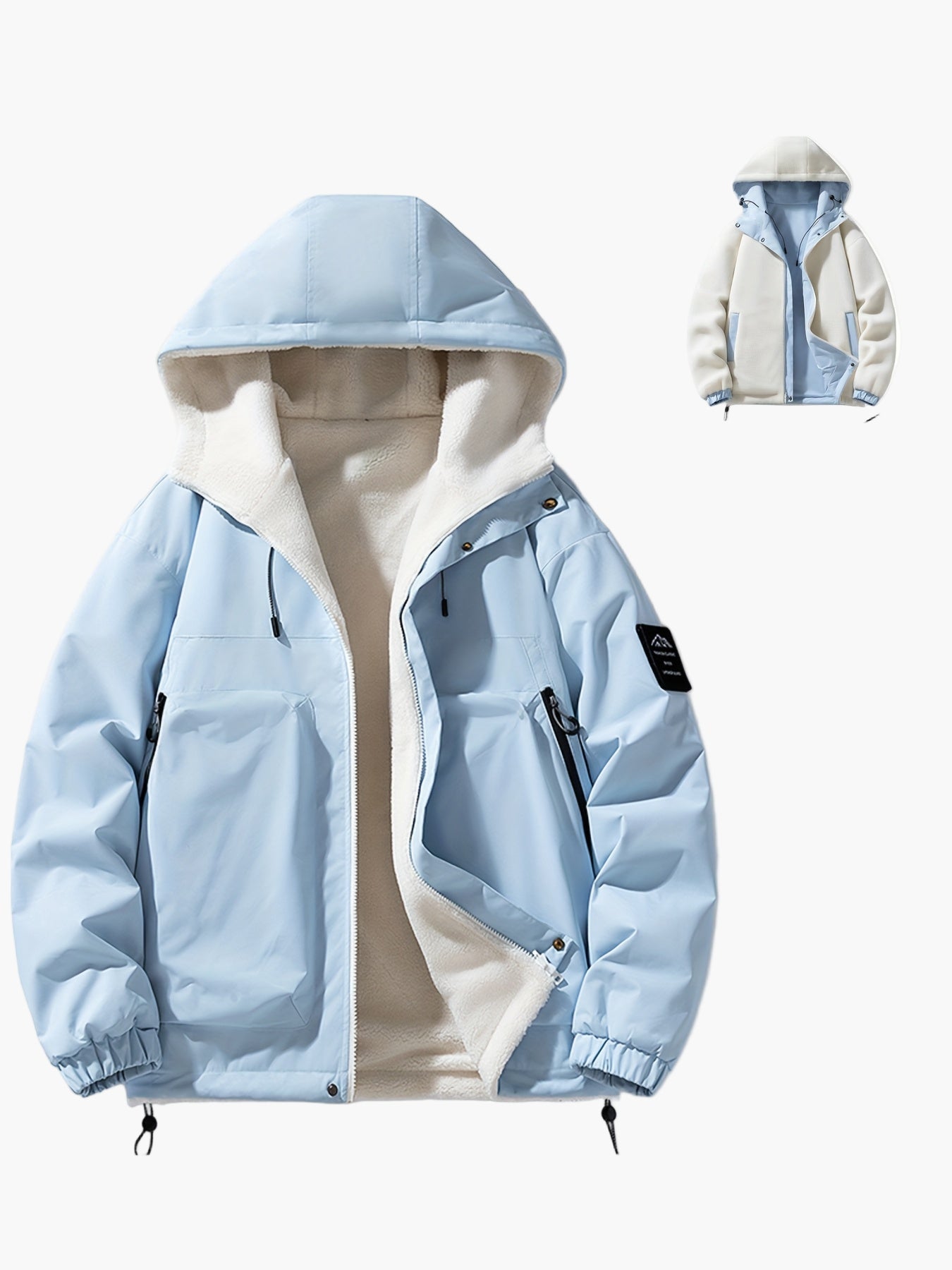 Herren Kapuzenjacke Casual Streetwear für Herbst und Winter, warm gefüttert, Outdoor