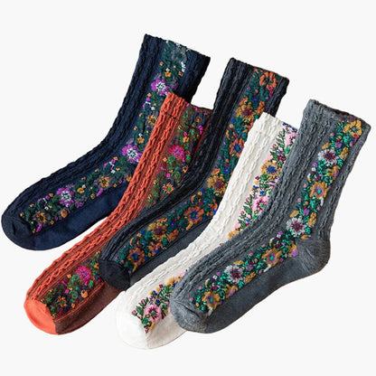 Damen Socken mit Blumenmuster Jacquard – Modisch & Bequem für Alltag und Freizeit