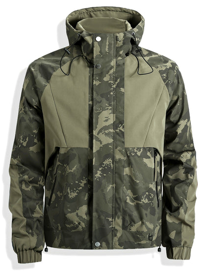 Herren Tarnmuster Jacke mit Kapuze – Grün Camouflage