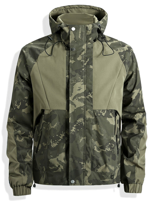 Herren Tarnmuster Jacke mit Kapuze – Grün Camouflage