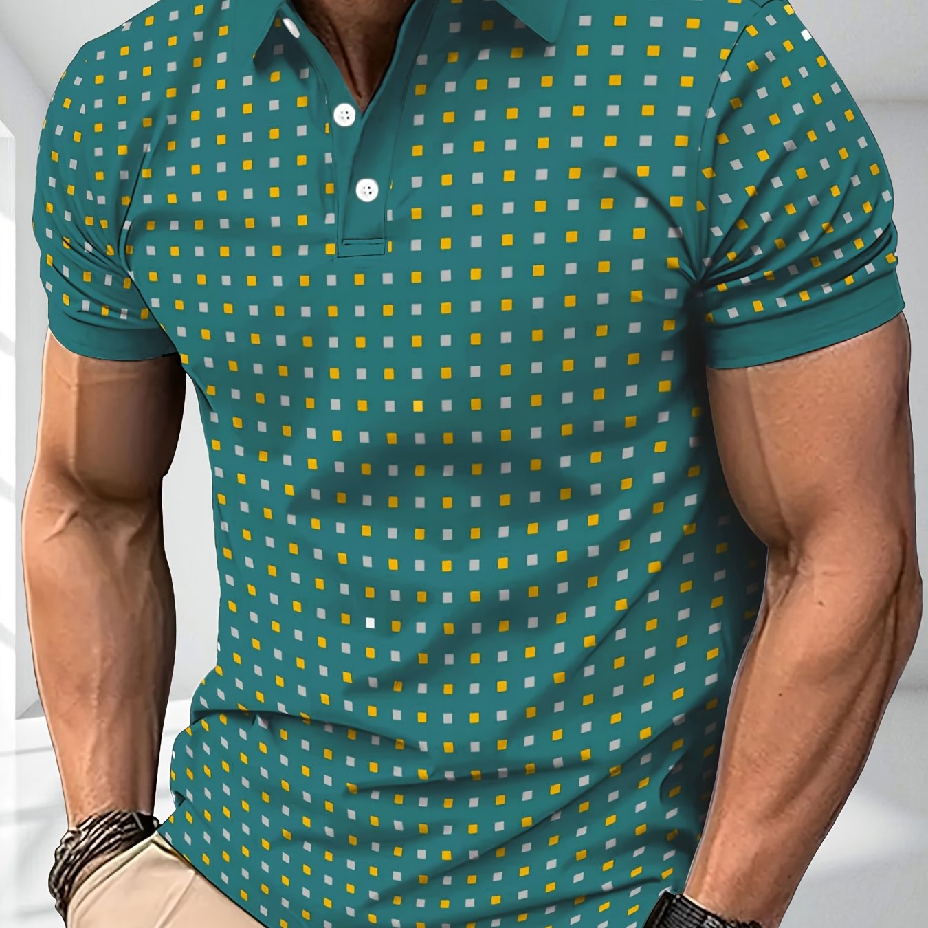 Herren Polohemd mit modernem geometrischem Muster – Stilvolles Freizeitshirt für Alltag und besondere Anlässe