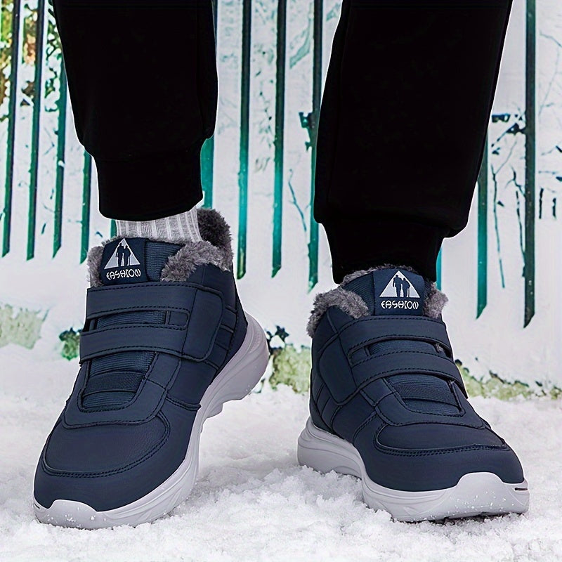 Unisex Winterstiefel mit Klettverschluss Fütterung Warm Schneestiefel Outdoor