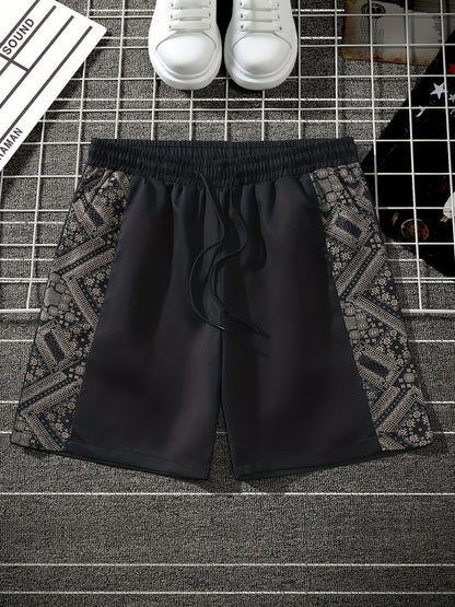 Herren Streetwear Shorts mit Ornamentmuster und grafischen Seiteneinsätzen – Modern Freizeit