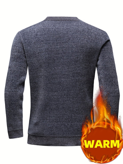 Herren Pullover Rundhals Langarm Strickpullover mit Streifenmuster