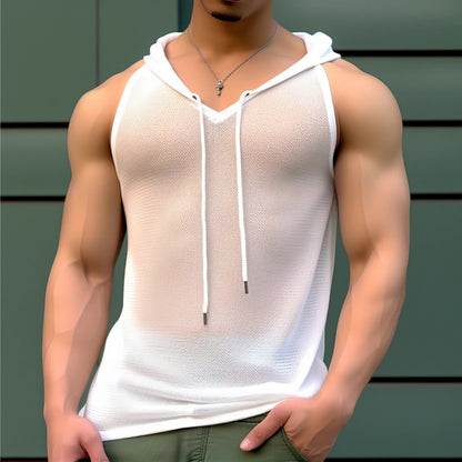 Herren Kapuzen-Sleeveless Tanktop Sportlich Modern Fitness Freizeit