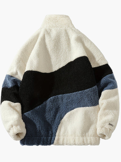 Herren Fleecejacke im Preppy Stil – Weicher Colorblock Softshell für Freizeit & Alltag