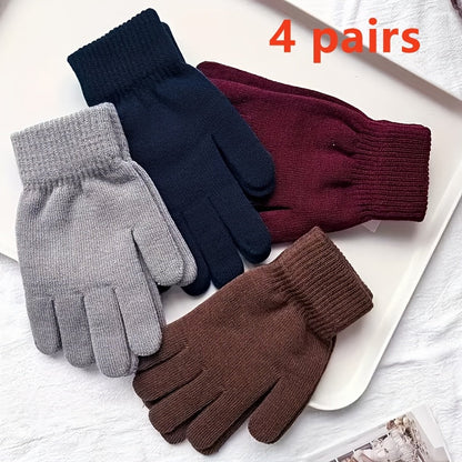 Unisex Strickhandschuhe Warme Fingerhandschuhe Gerippte Bündchen