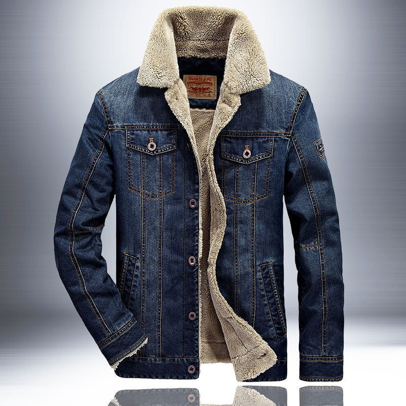 Herren Jeansjacke mit Teddyfutter Dunkelblau