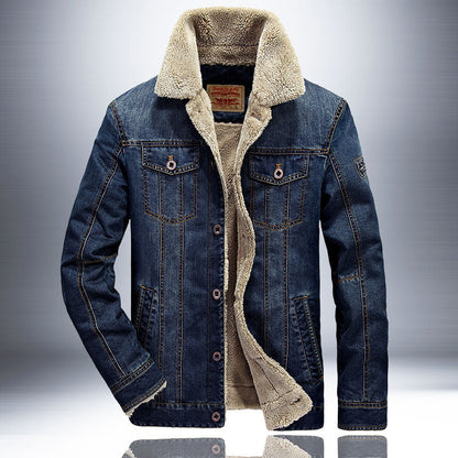 Herren Jeansjacke mit Teddyfutter Dunkelblau