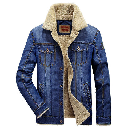 Herren Jeansjacke mit Teddyfutter Dunkelblau
