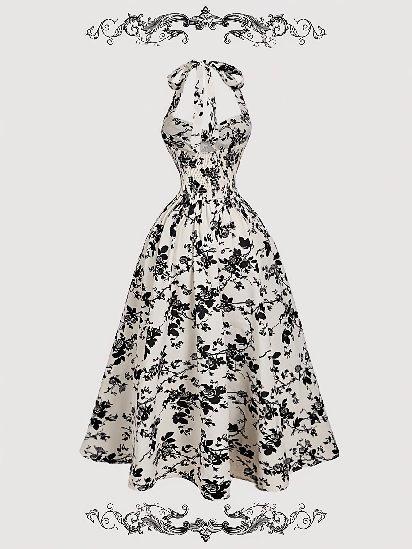 Damen Vintage Cocktailkleid mit Halterneck und Faltenrock – Eleganter Retro-Stil für besondere Anlässe