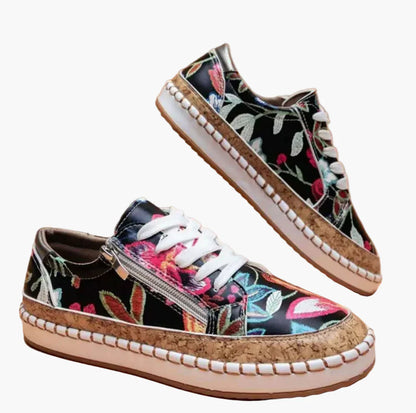 Damen Sneaker mit Blumenmuster – Modische Freizeitschuhe mit orthopädischem Komfort