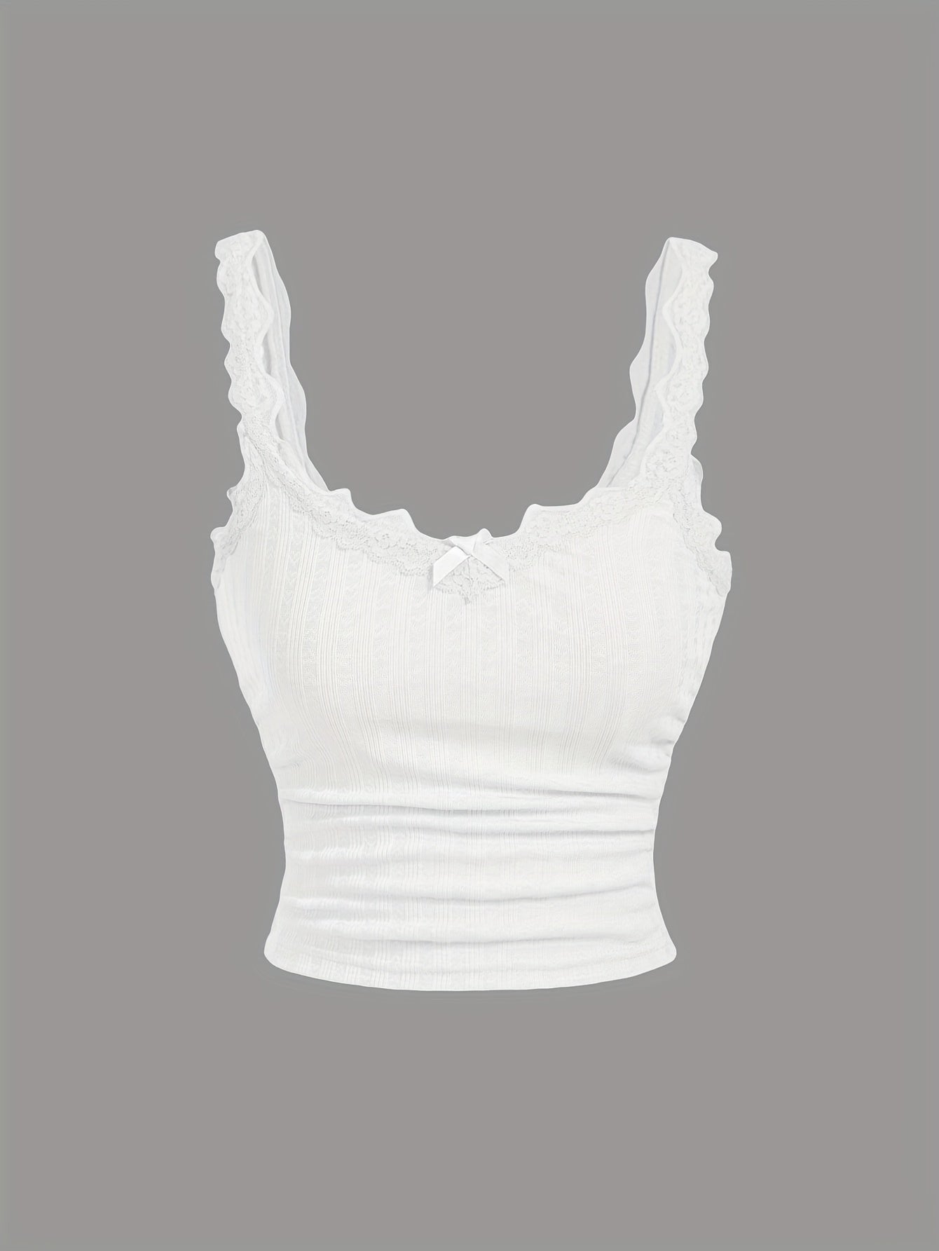 Damen Coquette Camisole Top mit Spitze und Schleife – Feminines Vintage-Look Oberteil