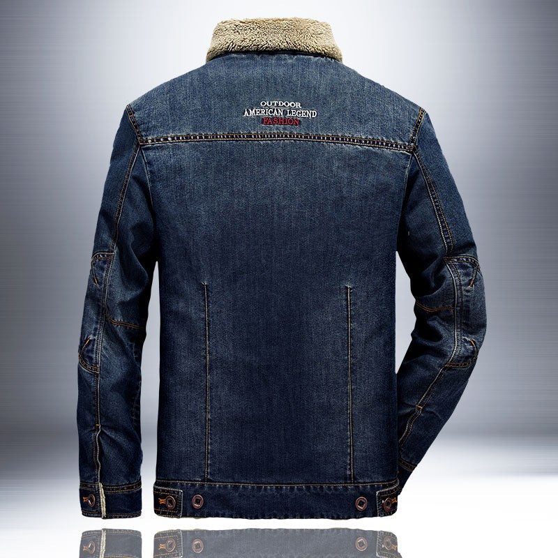 Herren Jeansjacke mit Teddyfutter Dunkelblau