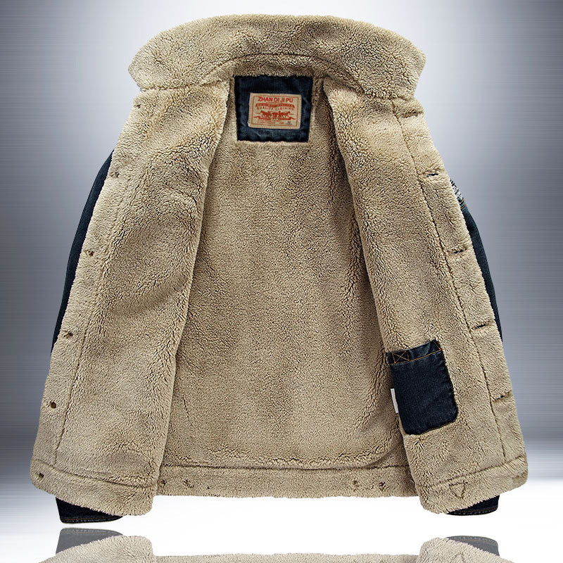 Herren Jeansjacke mit Teddyfutter Dunkelblau