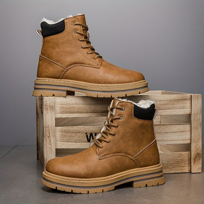 Herren Winterstiefel gefüttert Schnürstiefel Stiefelette mit Profilsohle