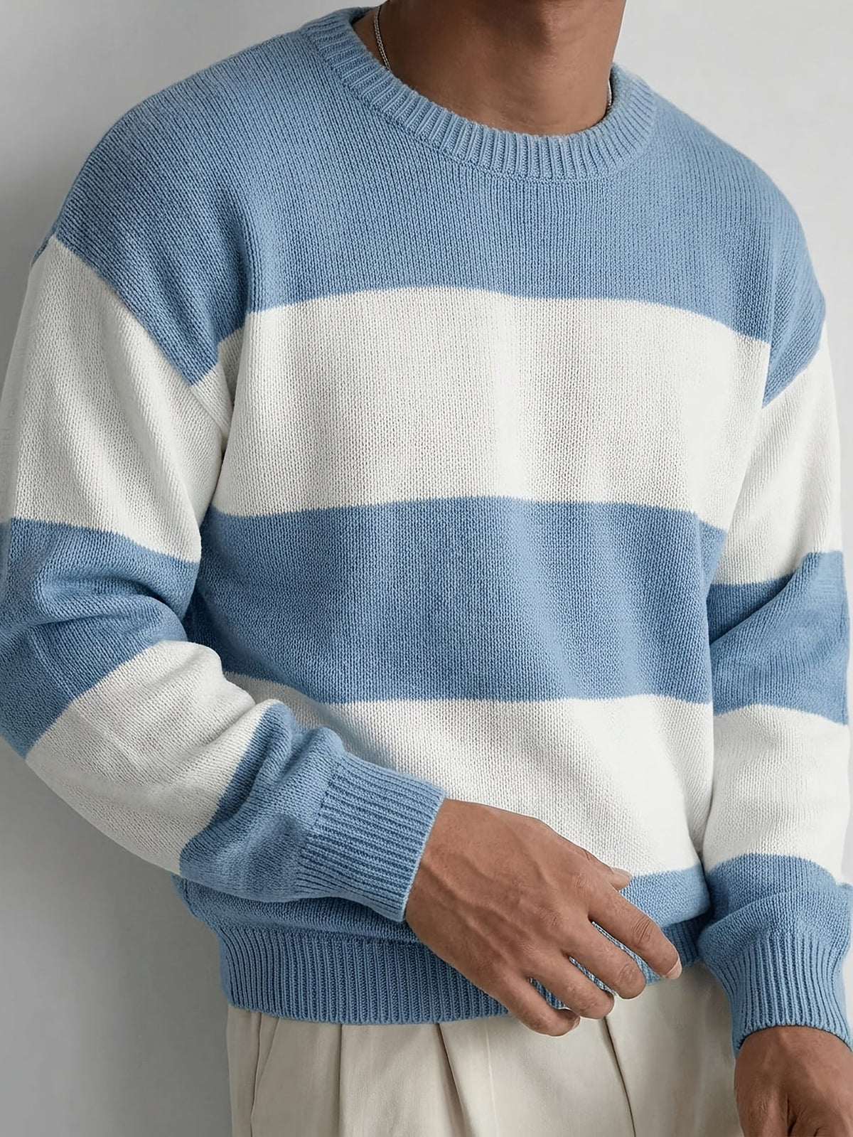 Gestreifter Oversize Pullover Strickpullover Rundhals