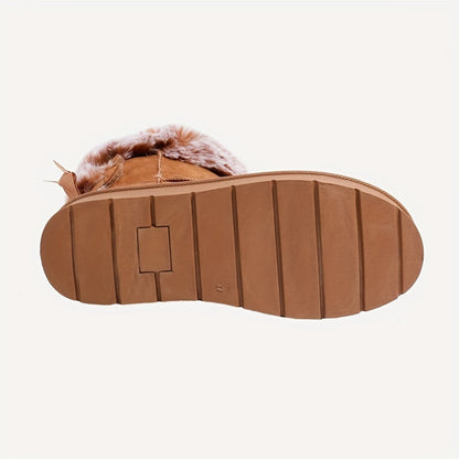Damen Winterstiefel mit Kunstfell Futter und Schleifen Details