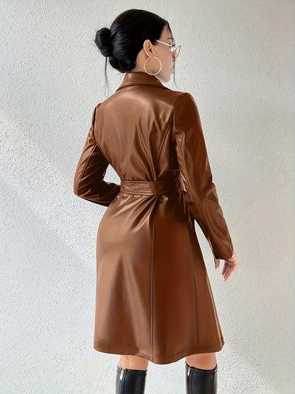Damen Trenchcoat mit Bindegürtel, Kragen und langen Ärmeln