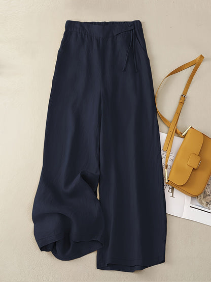 Damen Elegante Weite Freizeithose mit Bindegürtel – Lockerer Business & Alltagsstil