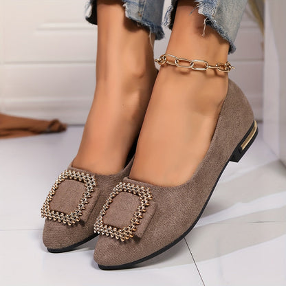 Damen Ballerinas mit funkelnder Schnalle – Elegante Slip-Ons für Alltag & besondere Anlässe