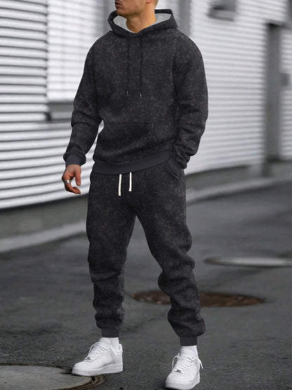 Herren Hoodie & Jogginghose Set Tarnmuster, Sportanzug mit Kapuze und Kordelzug, Trainingsanzug