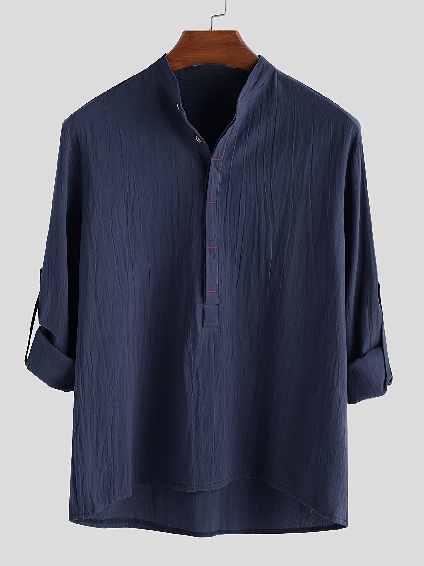 Herren Henley Langarmshirt mit Stehkragen und Knopfleiste – Modernes Freizeitoberteil für Alltag und Urlaub