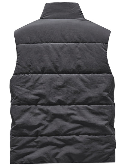 Herren Steppweste mit Stehkragen und Teddyfutter, Khaki