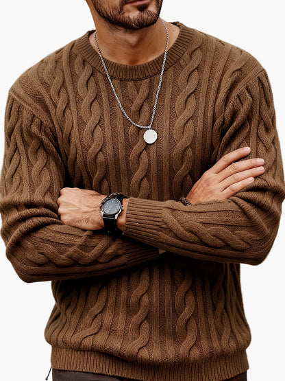 Herren Strickpullover mit Zopfmuster – Moderner Casual Style für Herbst und Winter