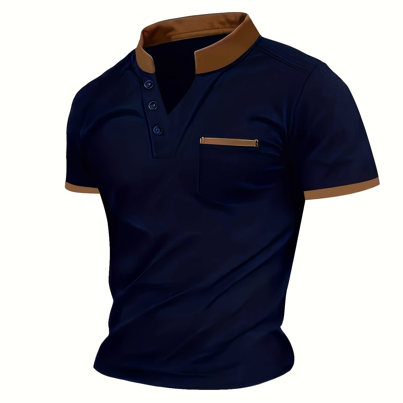 Herren Poloshirt mit modernem Stehkragen und Brusttasche – Stilvolles Freizeit- und Business-Oberteil