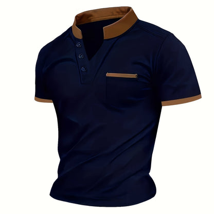 Herren Poloshirt mit modernem Stehkragen und Brusttasche – Stilvolles Freizeit- und Business-Oberteil