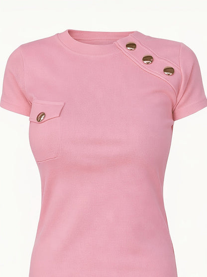 Damen Shirt mit Knopfdetails und modernem Schnitt – Stilvoll und vielseitig für Alltag und Büro